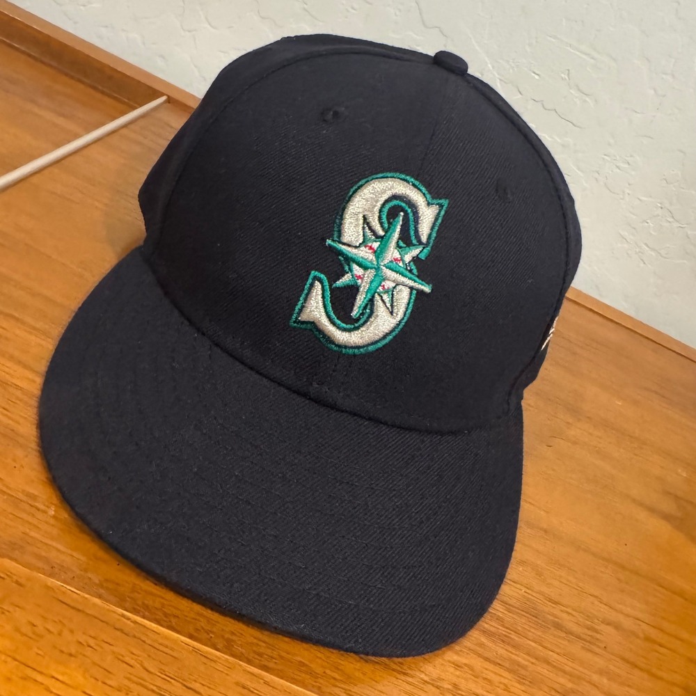New Era Seattle Mariners MLB Hat Mens 7 7/8 Navy Excellent 59FIFTY Low Profile